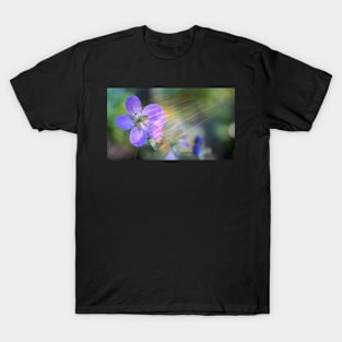 Delicate Purple Flower With Rainbow Lens Flare T-Shirt